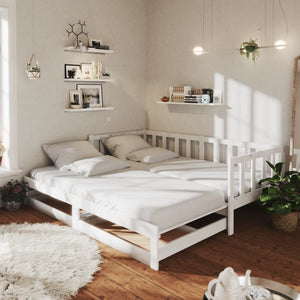 vidaXL Lit de jour gigogne 2x(90x200) cm Blanc Bois de pin massif