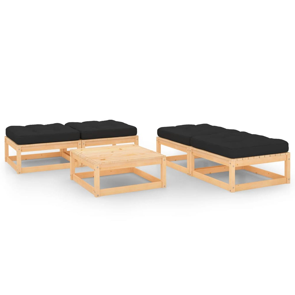 vidaXL Salon de jardin 5 pcs avec coussins Bois de pin massif