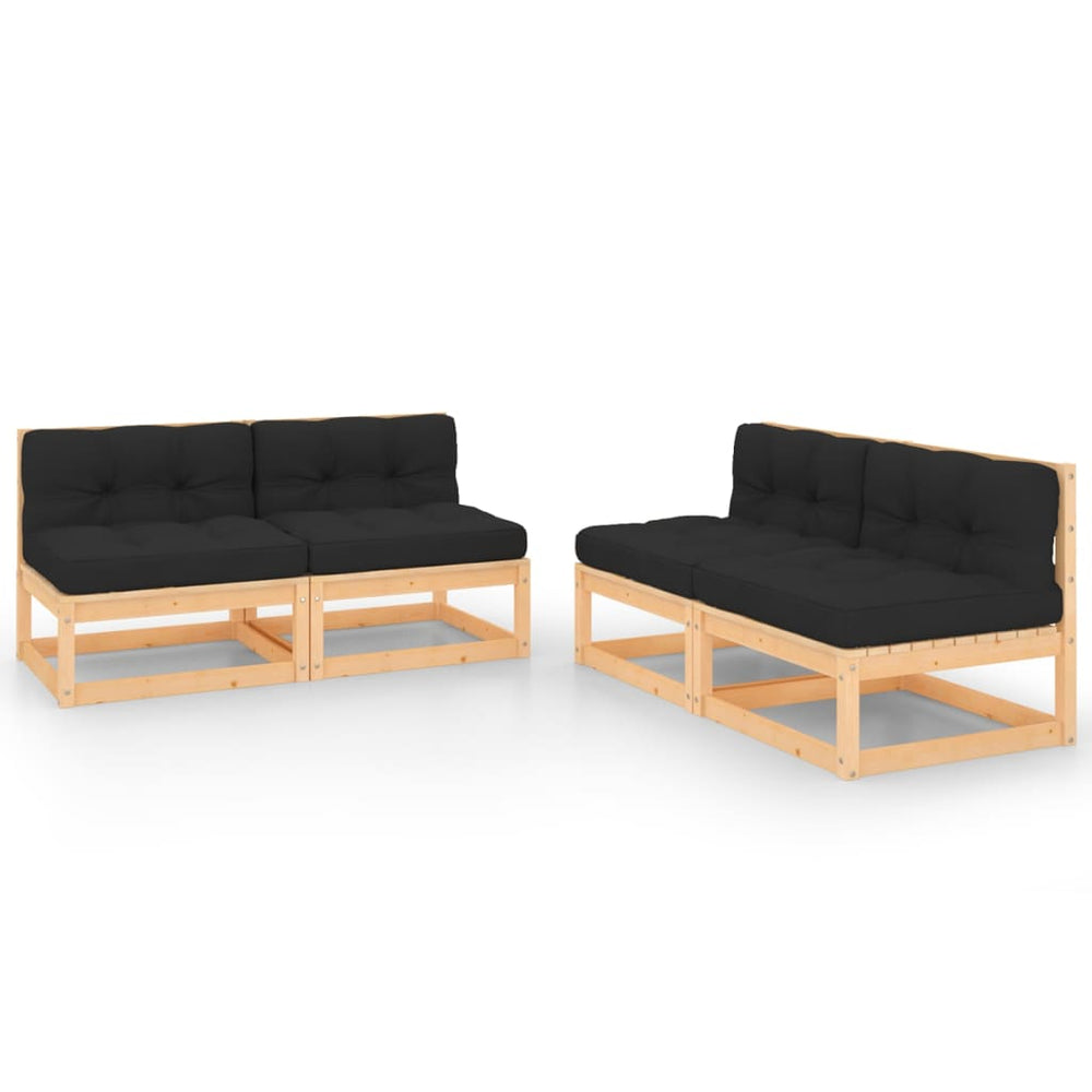 vidaXL Ensemble de salon de jardin 4 pcs avec coussins Bois de pin massif