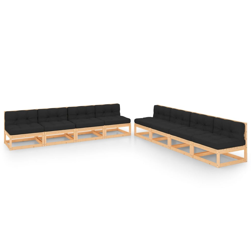 vidaXL Salon de jardin 8 pcs avec coussins, bois de pin massif