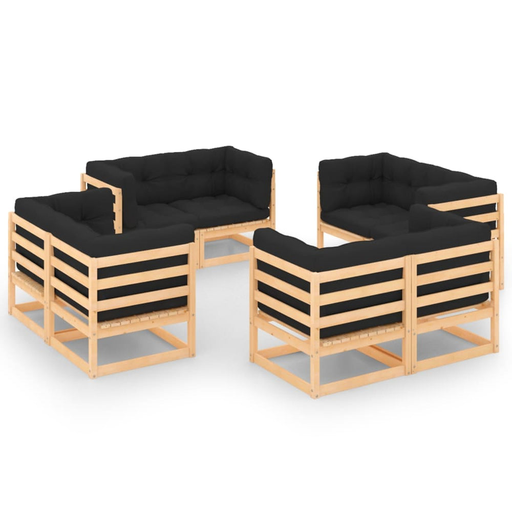 vidaXL Salon de jardin 8 pcs avec coussins, bois de pin massif