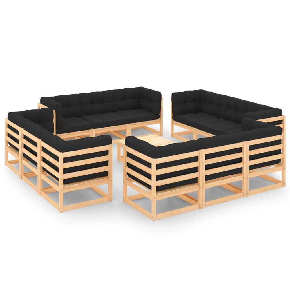 vidaXL Ensemble de jardin lounge 13 pcs avec coussins Bois de pin massif