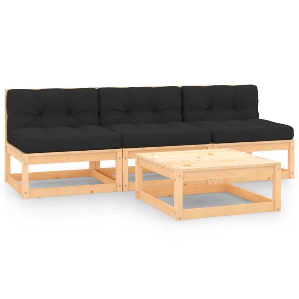 vidaXL Ensemble de salon de jardin 4 pcs avec coussins Bois de pin massif