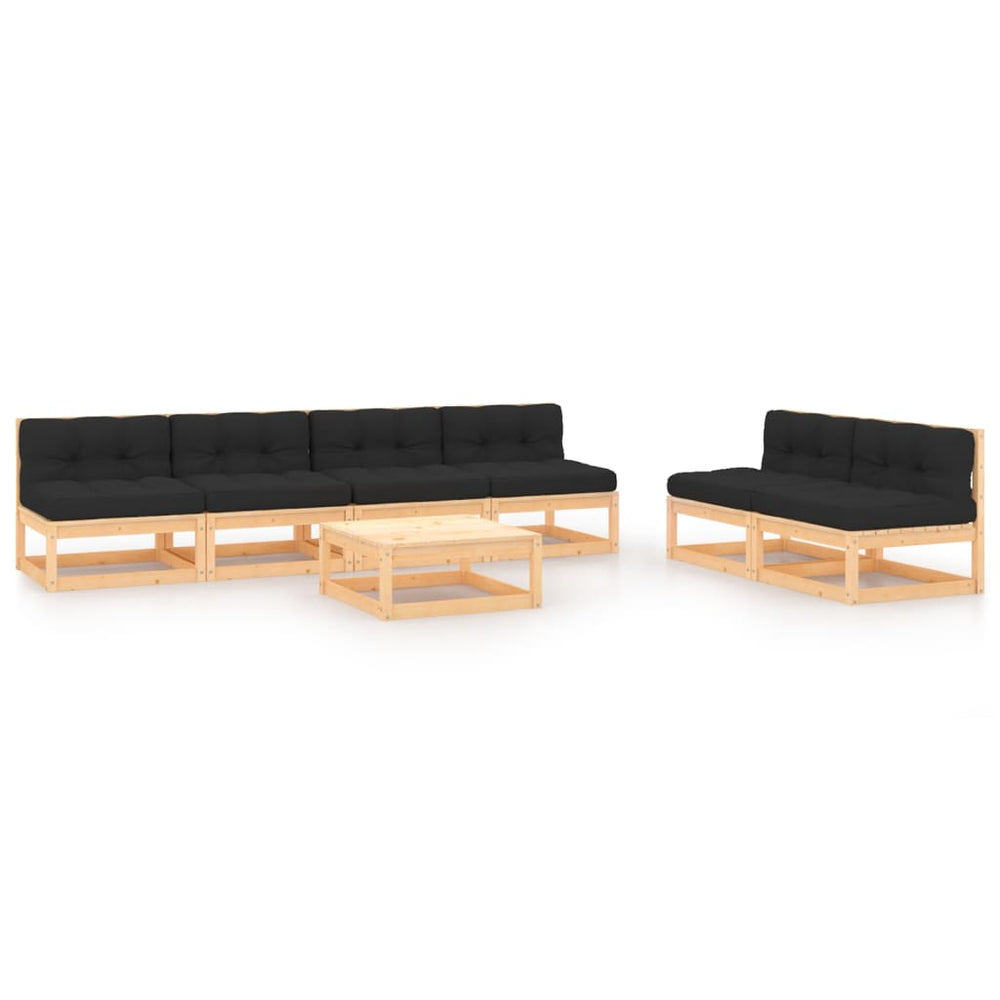 vidaXL Salon de jardin 7 pcs avec coussins en pin massif