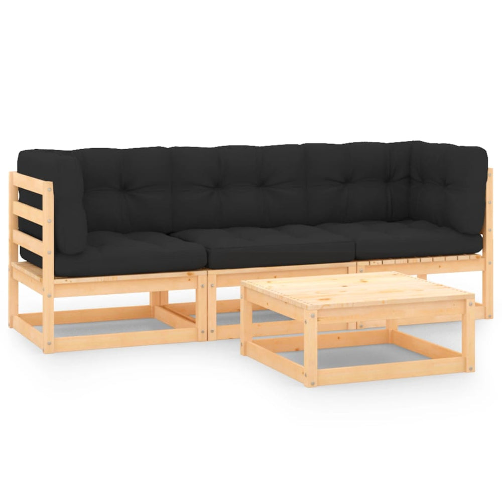 vidaXL Ensemble de salon de jardin 4 pcs avec coussins Bois de pin massif