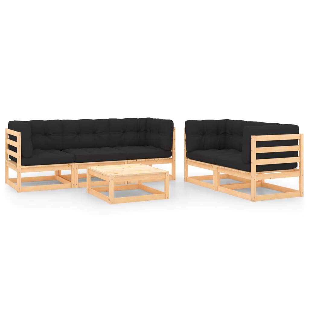vidaXL Salon de jardin 6 pcs avec coussins Bois de pin massif