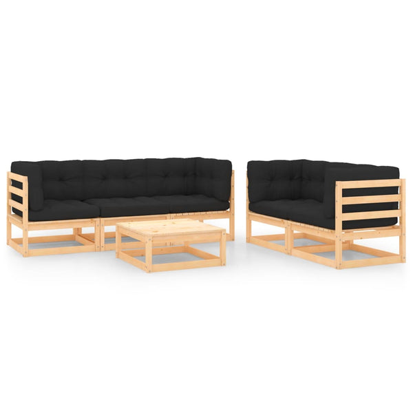 vidaXL Salon de jardin 6 pcs avec coussins Bois de pin massif