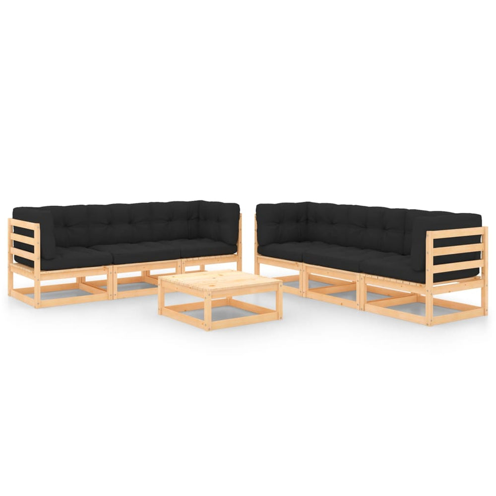 vidaXL Salon de jardin 7 pcs avec coussins en pin massif
