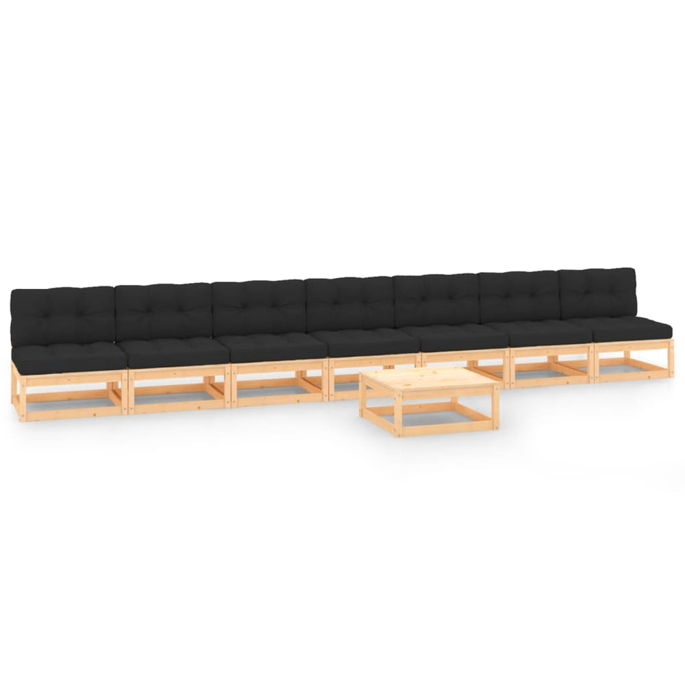vidaXL Salon de jardin 8 pcs avec coussins, bois de pin massif