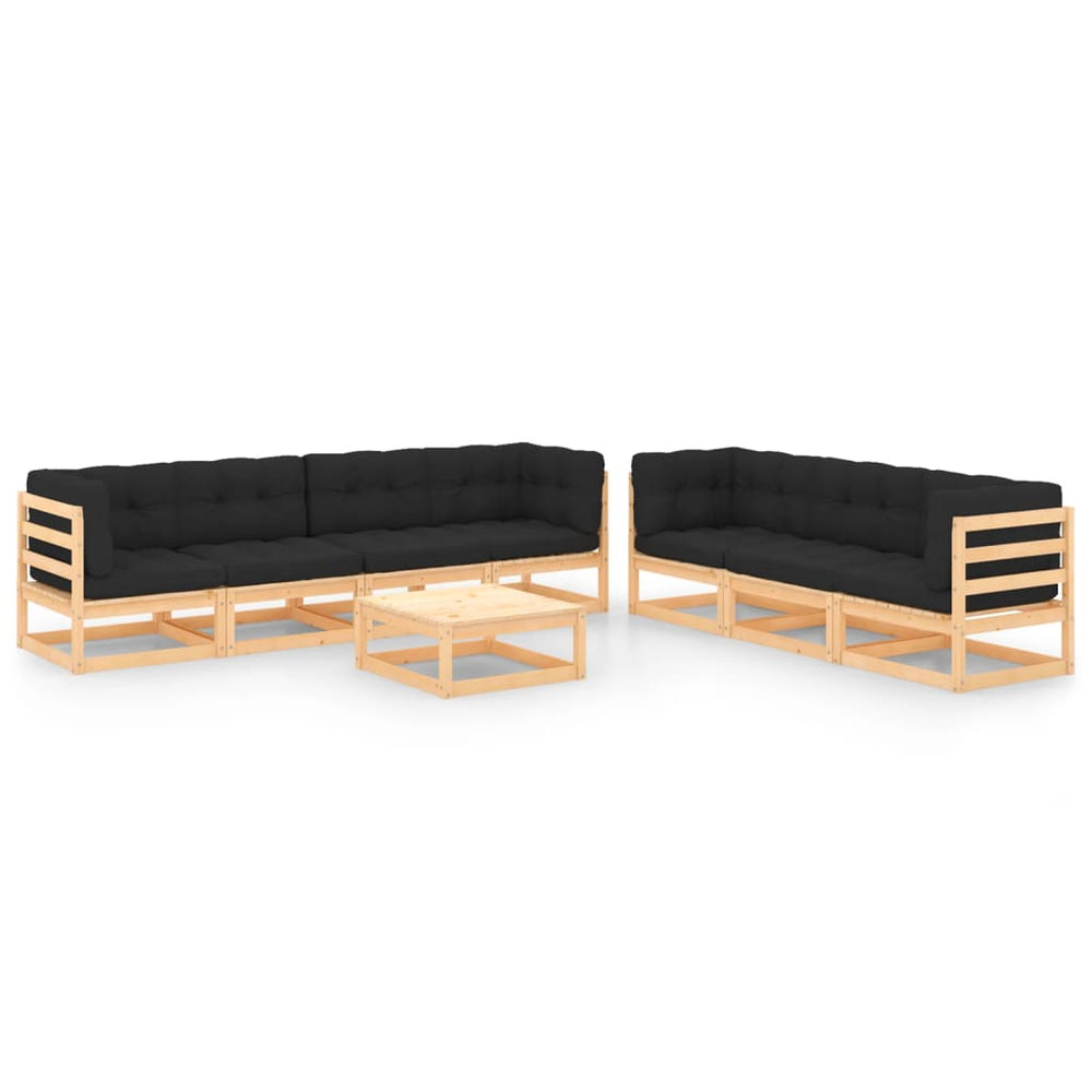 vidaXL Salon de jardin 8 pcs avec coussins, bois de pin massif