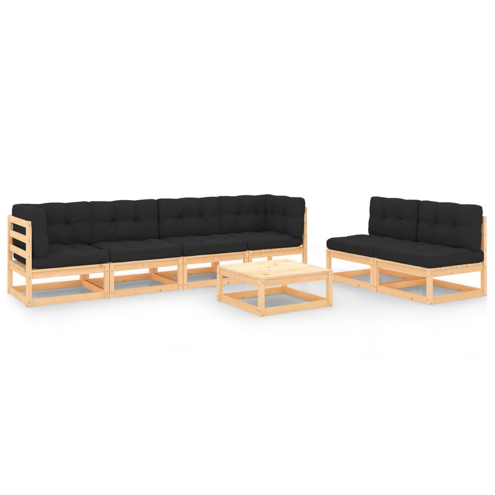 vidaXL Salon de jardin 7 pcs avec coussins en pin massif