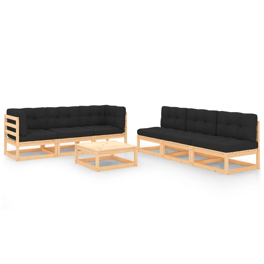 vidaXL Salon de jardin 7 pcs avec coussins en pin massif