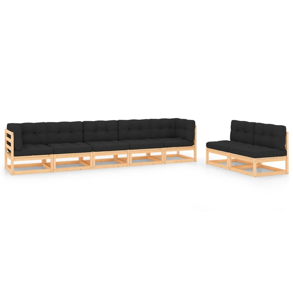 vidaXL Salon de jardin 7 pcs avec coussins en pin massif