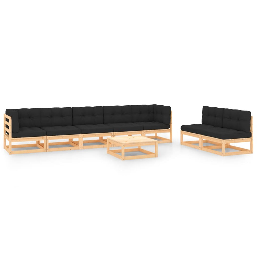 vidaXL Salon de jardin 8 pcs avec coussins, bois de pin massif