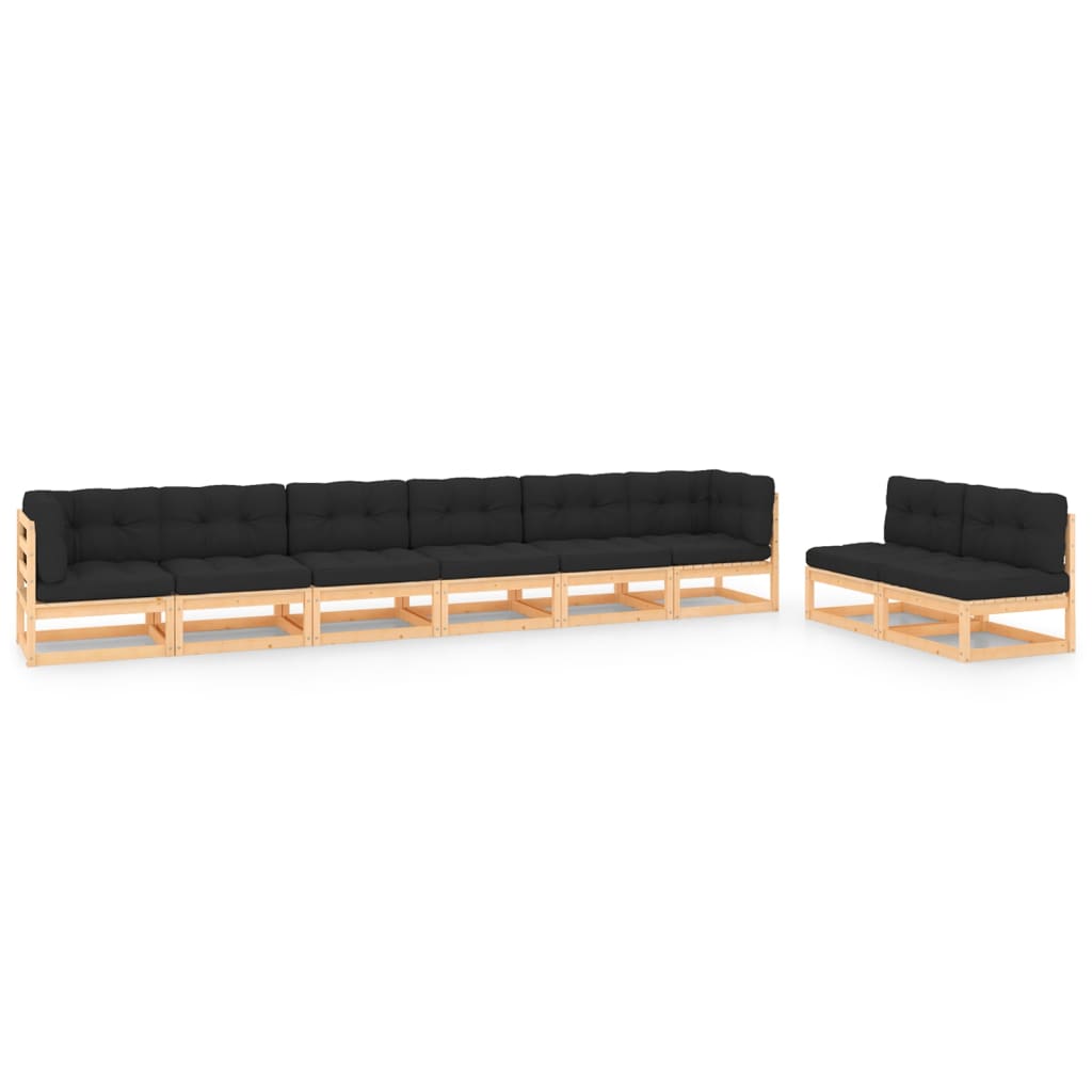 vidaXL Salon de jardin 8 pcs avec coussins, bois de pin massif