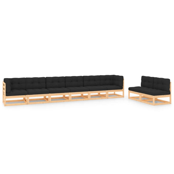 vidaXL Salon de jardin 8 pcs avec coussins, bois de pin massif