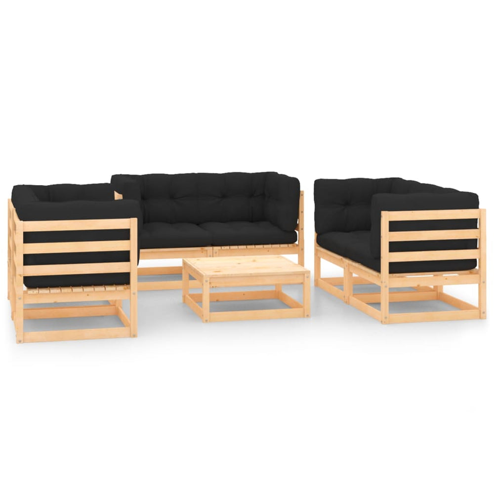 vidaXL Salon de jardin 7 pcs avec coussins en pin massif