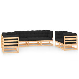 vidaXL Salon de jardin 7 pcs avec coussins en pin massif