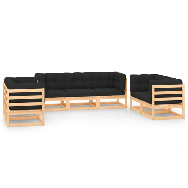 vidaXL Salon de jardin 7 pcs avec coussins en pin massif