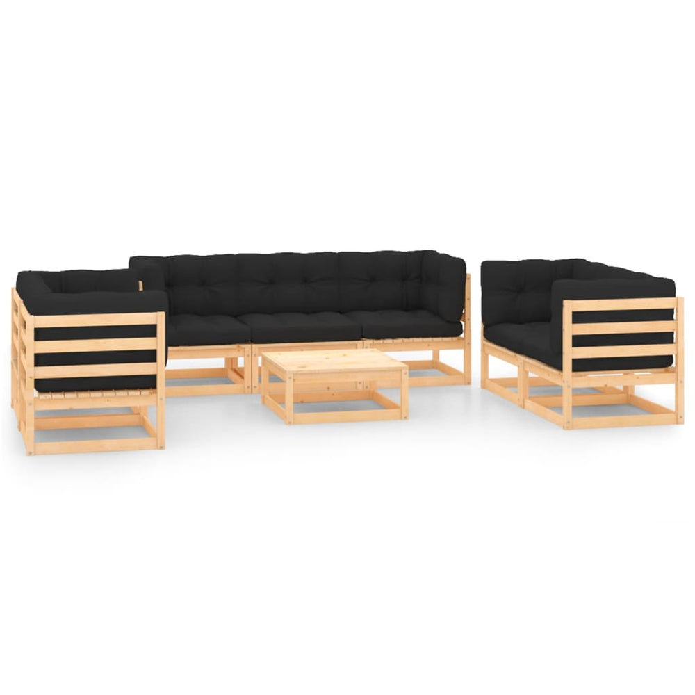 vidaXL Salon de jardin 8 pcs avec coussins, bois de pin massif