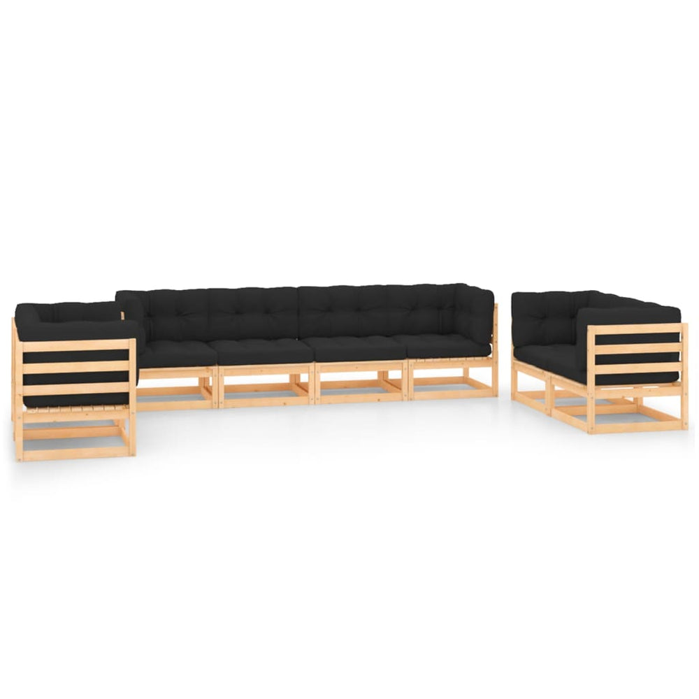 vidaXL Salon de jardin 8 pcs avec coussins, bois de pin massif