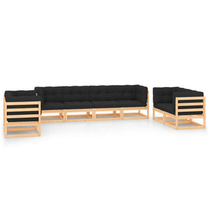 vidaXL Salon de jardin 8 pcs avec coussins, bois de pin massif