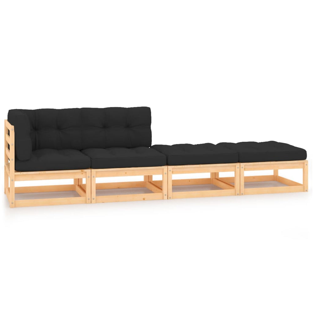vidaXL Ensemble de salon de jardin 4 pcs avec coussins Bois de pin massif