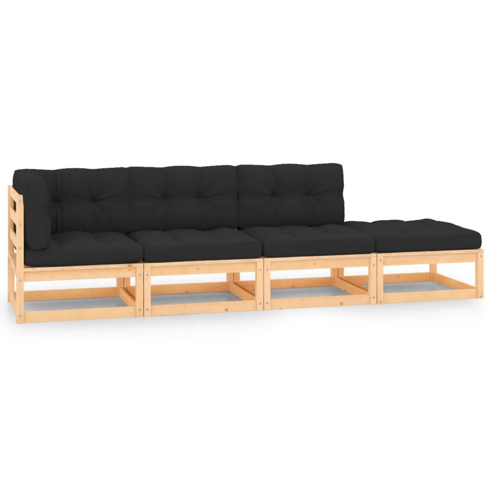vidaXL Ensemble de salon de jardin 4 pcs avec coussins Bois de pin massif