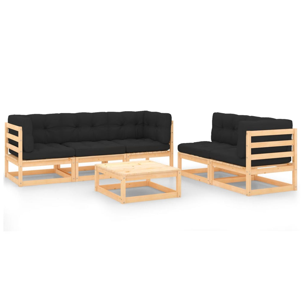 vidaXL Salon de jardin 6 pcs avec coussins Bois de pin massif