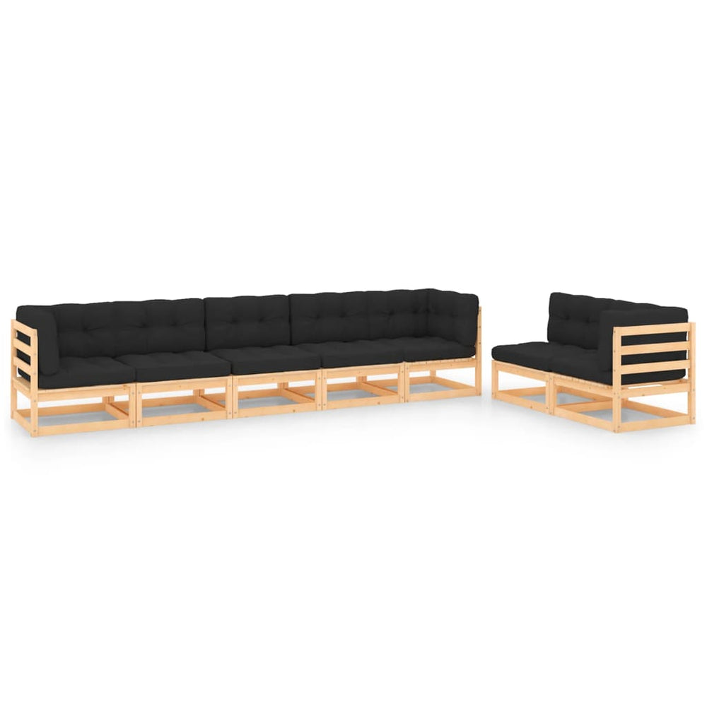vidaXL Salon de jardin 7 pcs avec coussins en pin massif