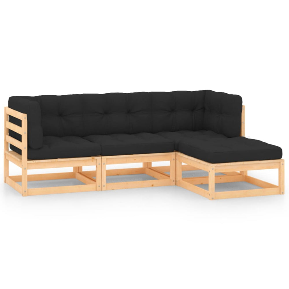 vidaXL Ensemble de salon de jardin 4 pcs avec coussins Bois de pin massif