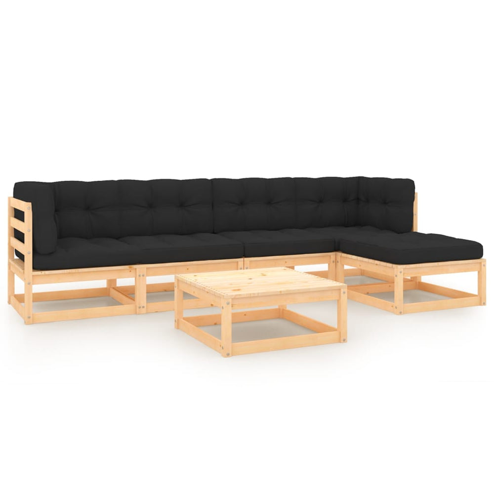 vidaXL Salon de jardin 6 pcs avec coussins Bois de pin massif