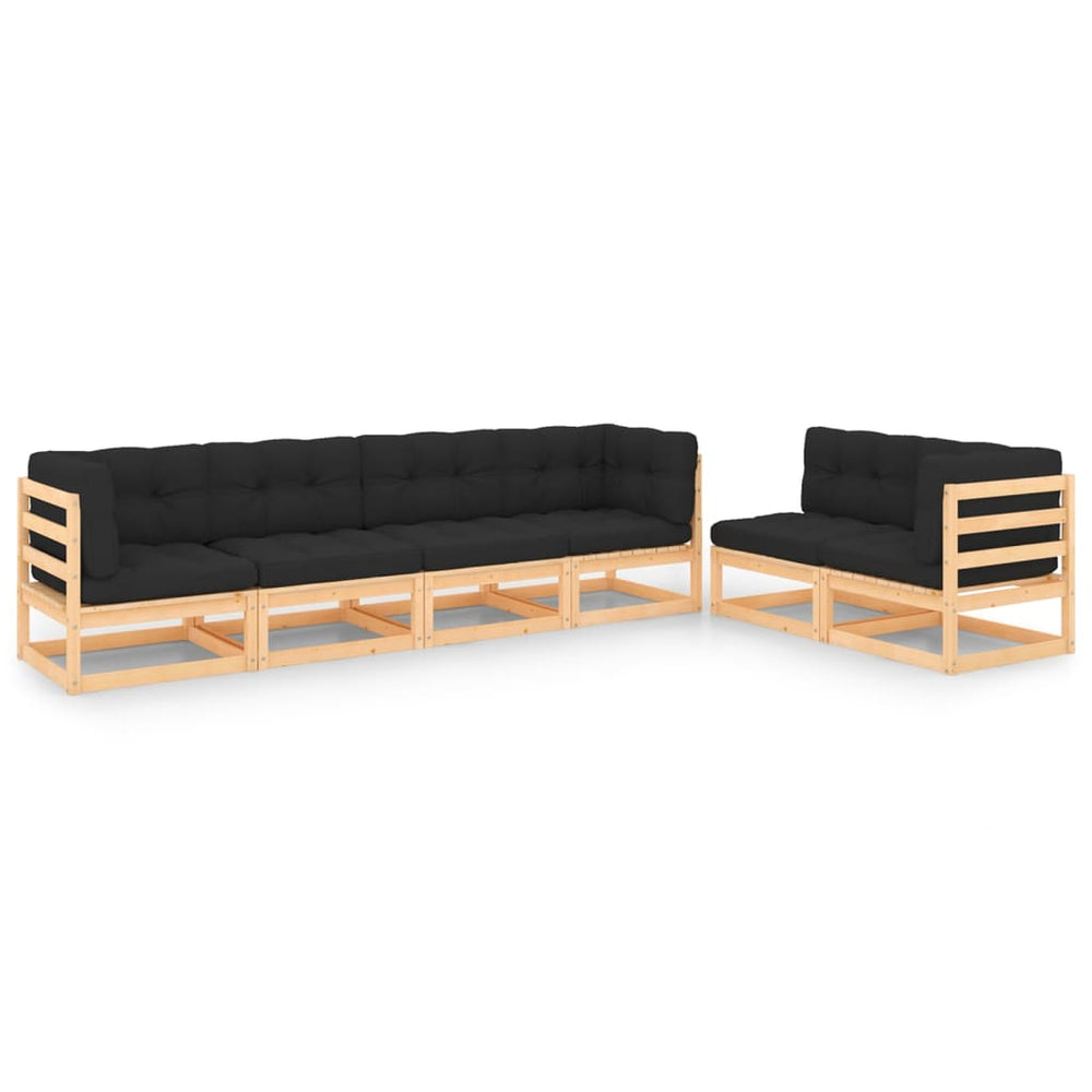 vidaXL Salon de jardin 6 pcs avec coussins Bois de pin massif