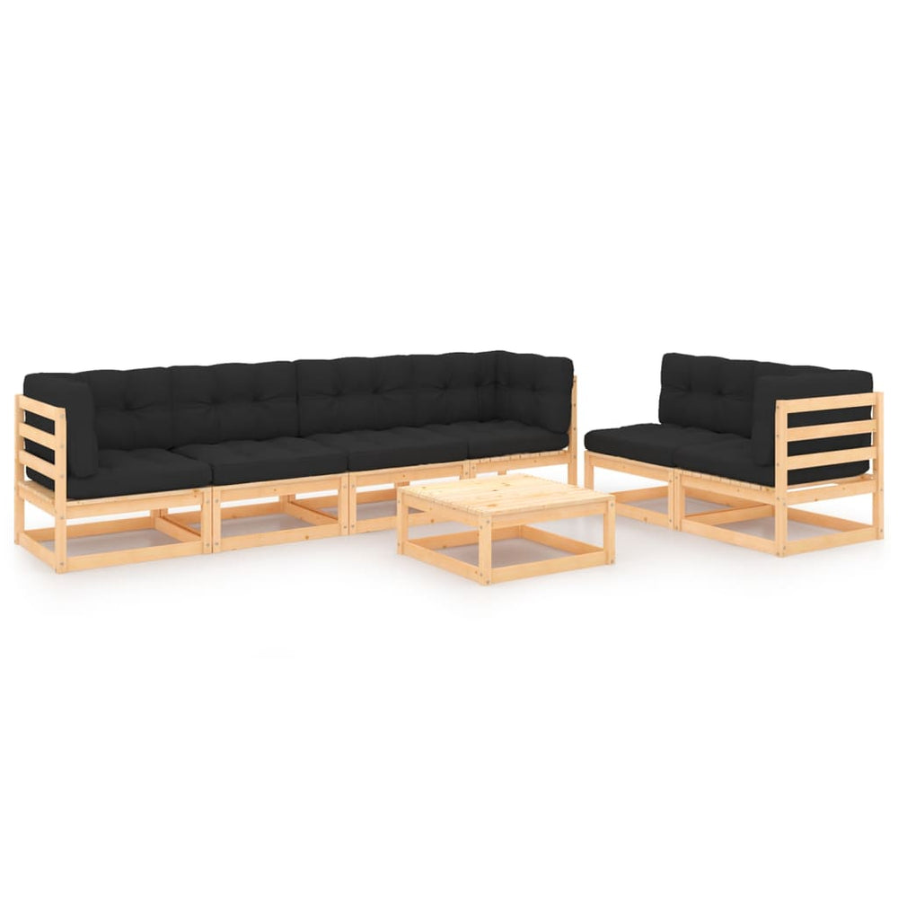 vidaXL Salon de jardin 7 pcs avec coussins en pin massif