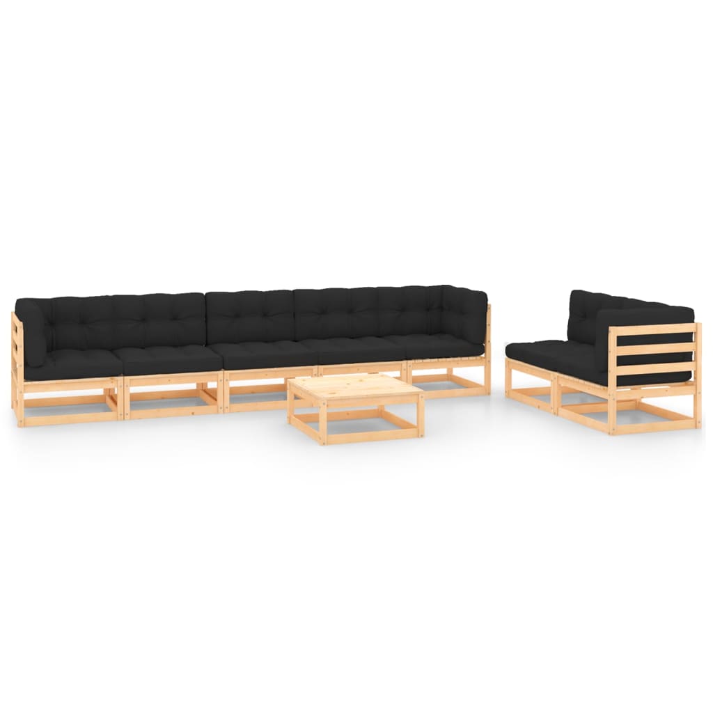 vidaXL Salon de jardin 8 pcs avec coussins, bois de pin massif