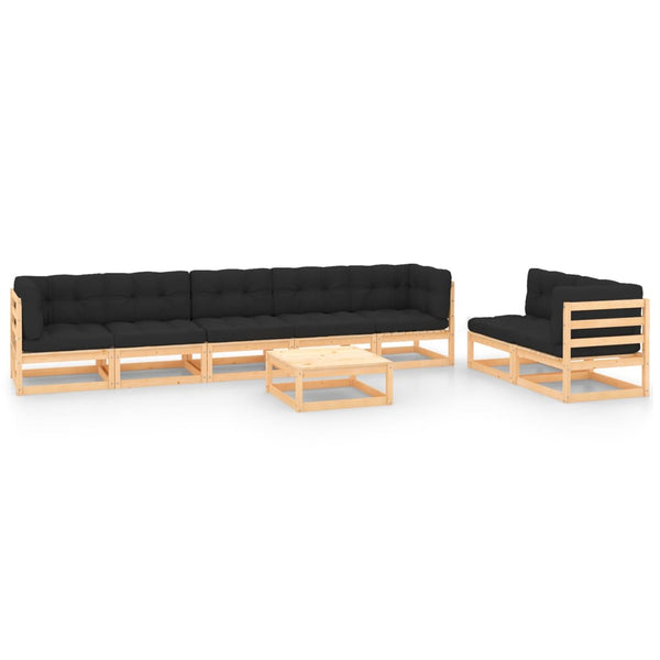 vidaXL Salon de jardin 8 pcs avec coussins, bois de pin massif