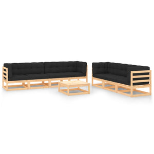 vidaXL Salon de jardin 8 pcs avec coussins, bois de pin massif