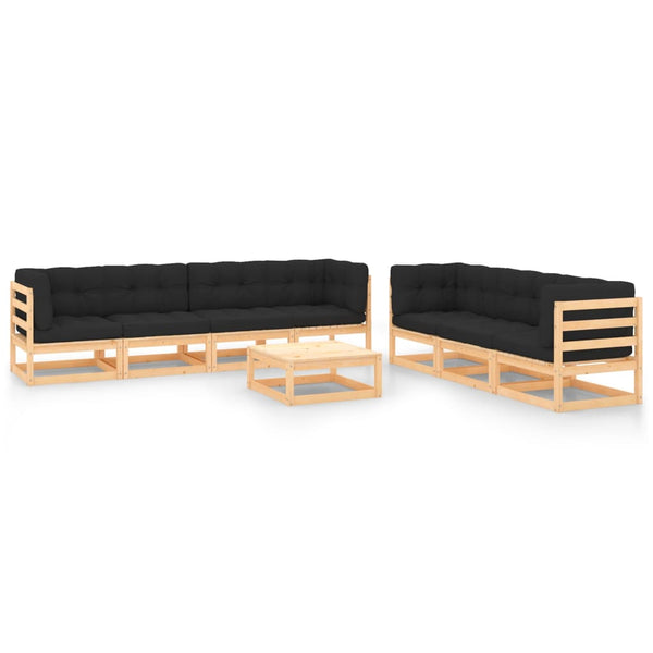 vidaXL Salon de jardin 8 pcs avec coussins, bois de pin massif