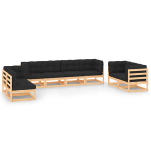 8-tlg. Garten-Lounge-Set mit Kissen Massivholz Kiefer