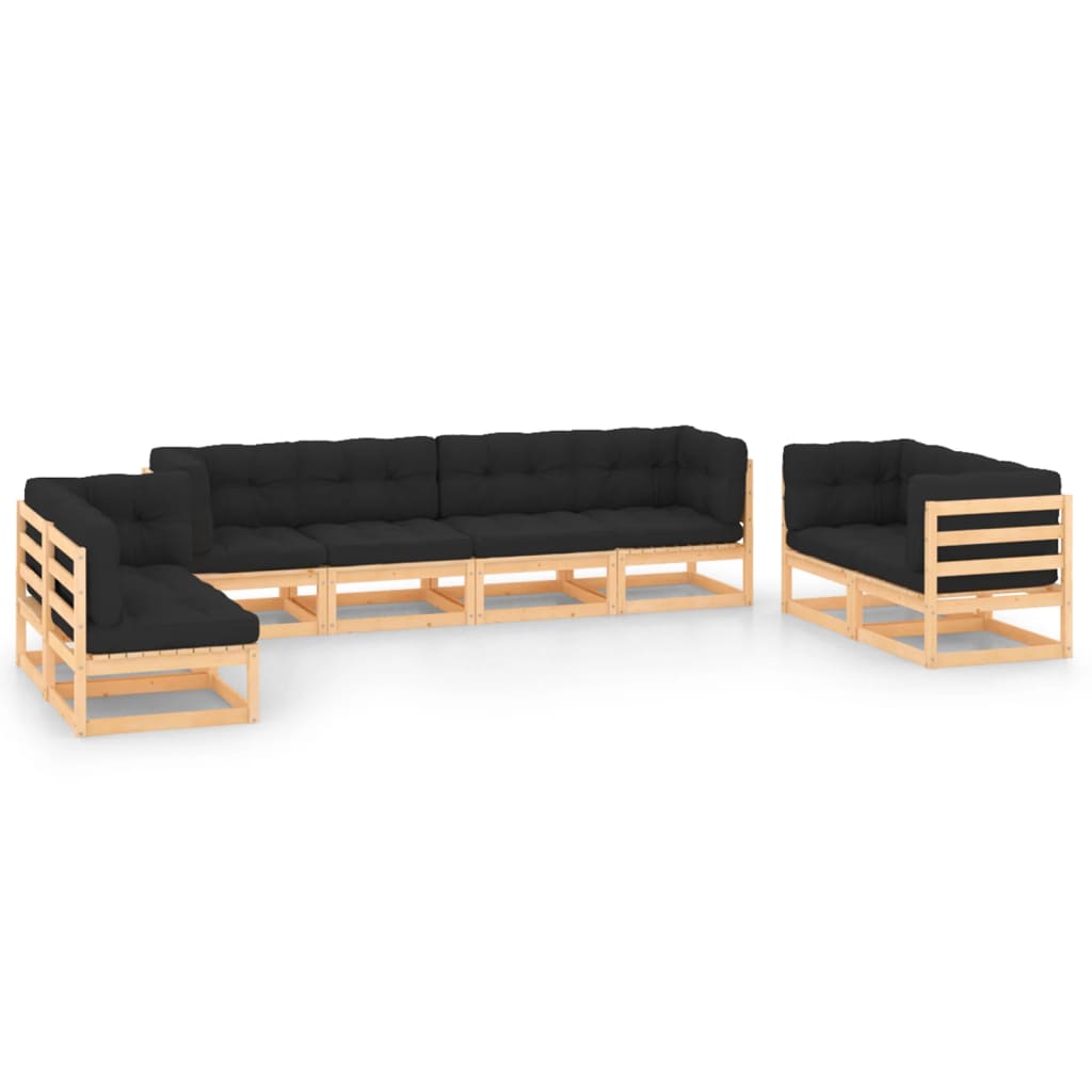 8-tlg. Garten-Lounge-Set mit Kissen Massivholz Kiefer