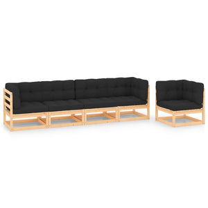 vidaXL Salon de jardin 5 pcs avec coussins Bois de pin massif