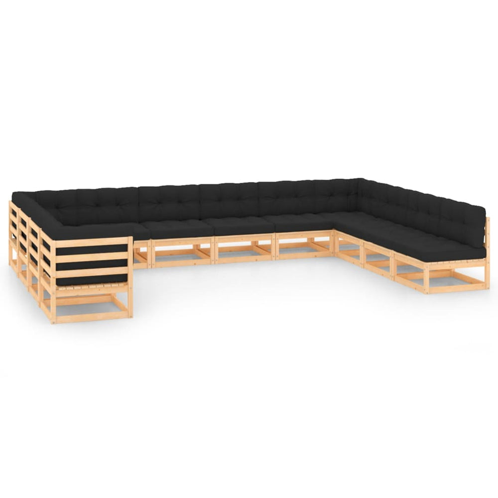 vidaXL Salon de jardin 12 pièces avec coussins, bois de pin massif