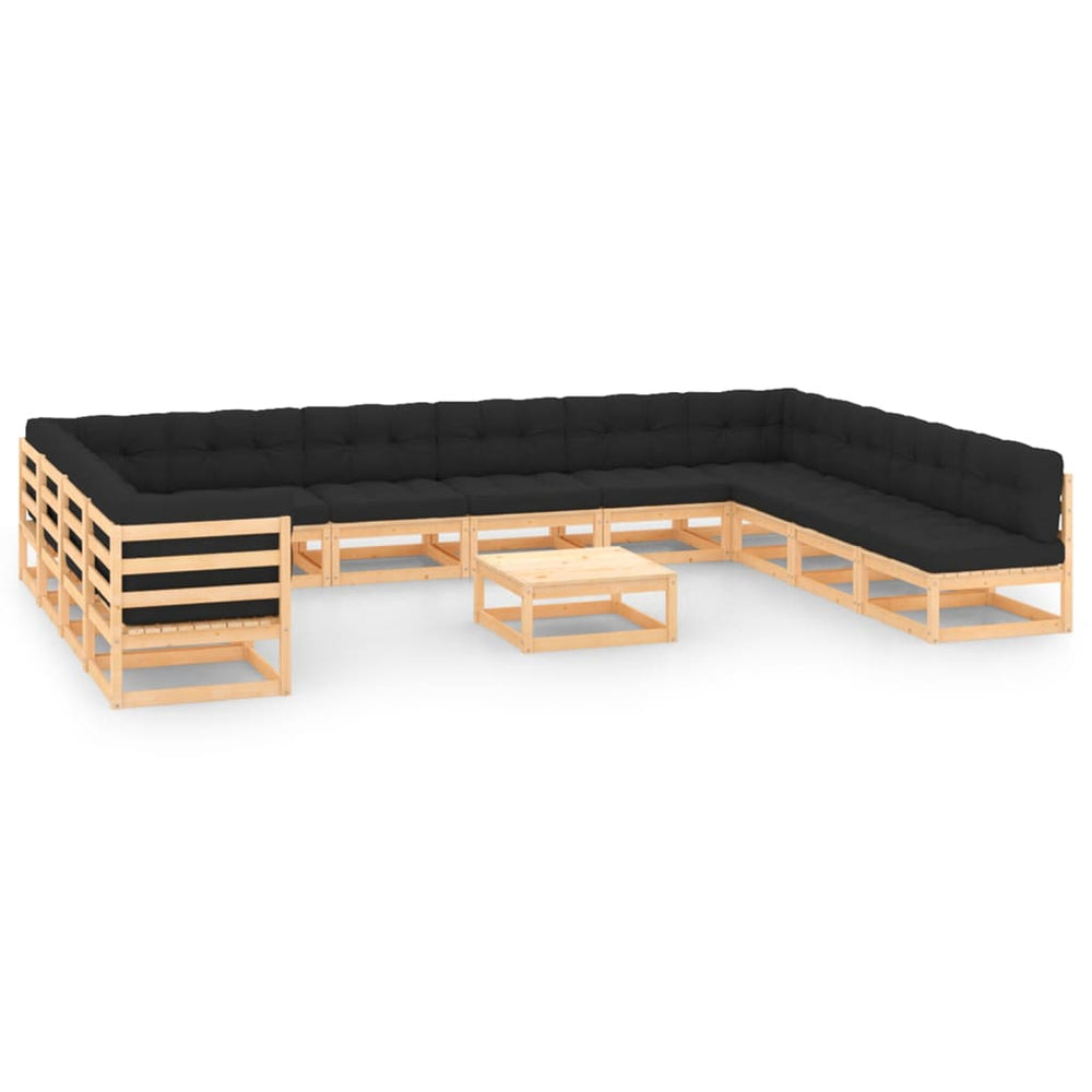 vidaXL Ensemble de jardin lounge 13 pcs avec coussins Bois de pin massif