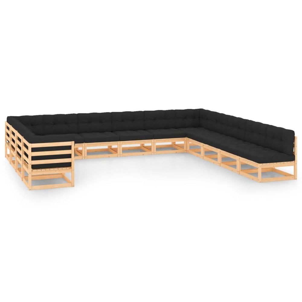 vidaXL Ensemble de jardin lounge 13 pcs avec coussins Bois de pin massif