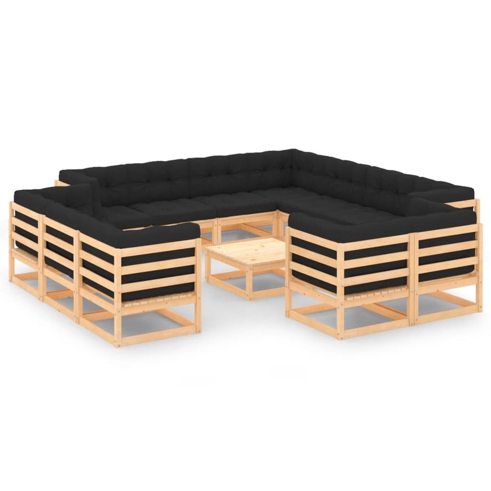 vidaXL Ensemble de jardin lounge 13 pcs avec coussins Bois de pin massif