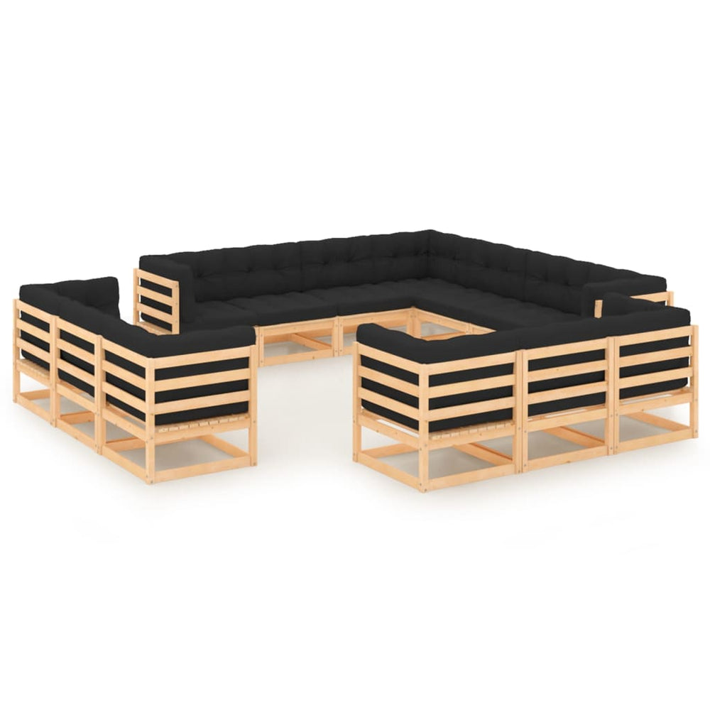 vidaXL Ensemble de jardin lounge 13 pcs avec coussins Bois de pin massif