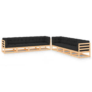 vidaXL Salon de jardin 8 pcs avec coussins, bois de pin massif
