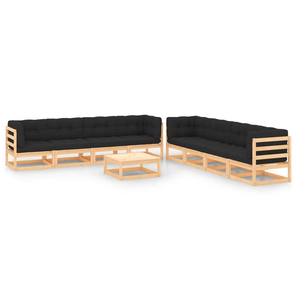 vidaXL Salon de jardin 9 pcs avec coussins Bois de pin massif