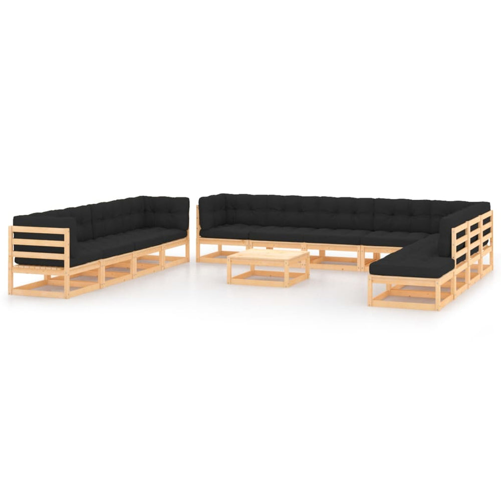 vidaXL Ensemble de jardin lounge 13 pcs avec coussins Bois de pin massif