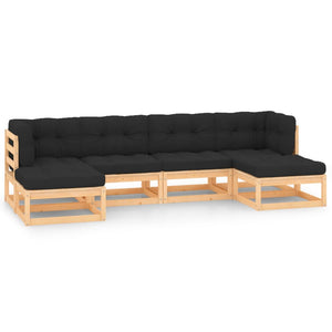 vidaXL Salon de jardin 6 pcs avec coussins Bois de pin massif